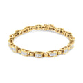 14K Yellow Gold 2 1/2 Cttw Princess-Cut Diamond Link Tennis Bracelet
