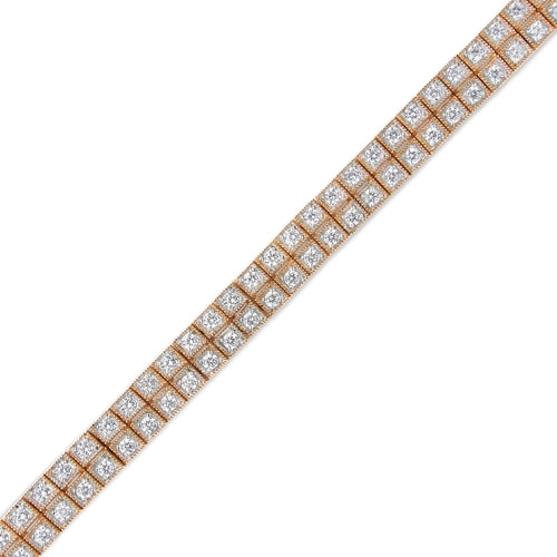 14K Rose Gold 3.0 Cttw Lab Grown Diamond Two Row Milgrain 7" Inch