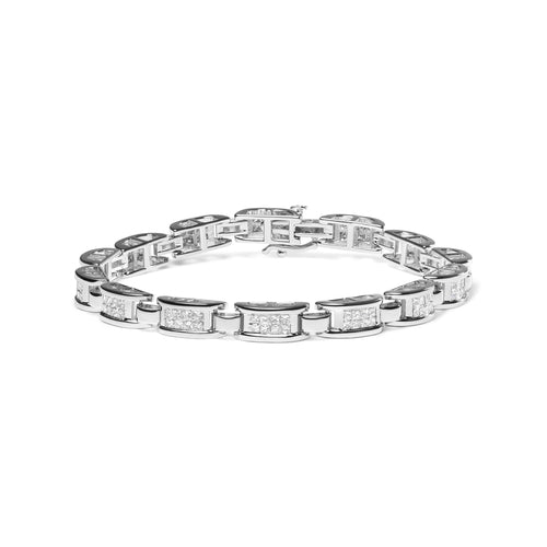 14K White Gold 3.0 Cttw Invisible Set Princess Cut Diamond Link and
