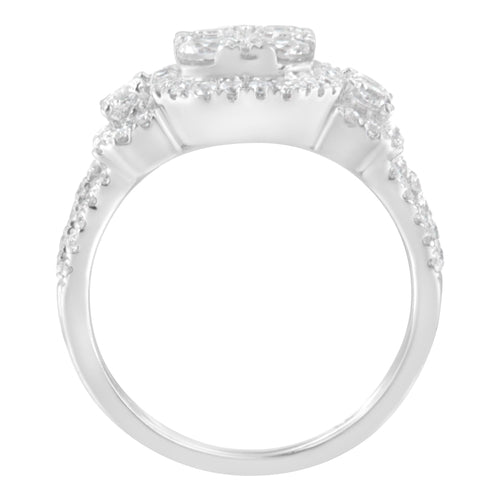 14K White Gold 2 1/4 Cttw Diamond Cocktail Cluster Ring (G-H Color,