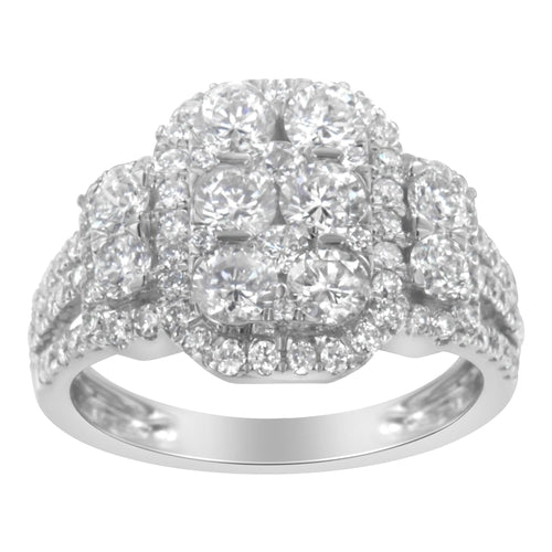 14K White Gold 2 1/4 Cttw Diamond Cocktail Cluster Ring (G-H Color,