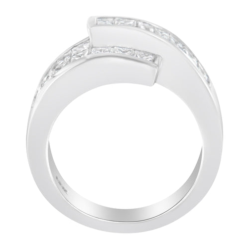 14K White Gold 2.0 Cttw Channel-Set Princess and Baguette-Cut Diamond
