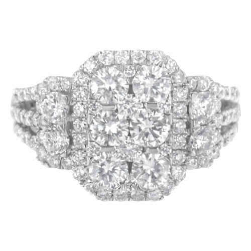 14K White Gold 2 1/4 Cttw Diamond Cocktail Cluster Ring (G-H Color,