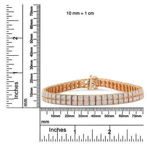 14K Rose Gold 3.0 Cttw Lab Grown Diamond Two Row Milgrain 7" Inch