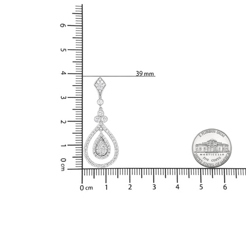 18K White Gold 1 1/4 Cttw Round Diamond Openwork Teardrop-Shaped