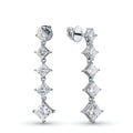 14K White Gold Earring Studs with 10 Princess-Cut Lab-Created Diamonds