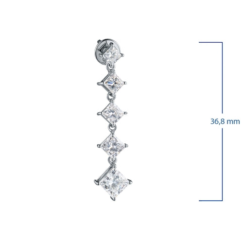14K White Gold Earring Studs with 10 Princess-Cut Lab-Created Diamonds